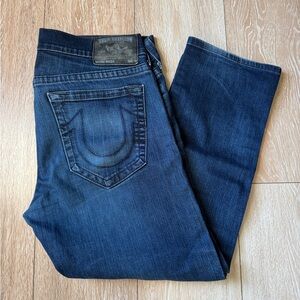 Men’s True Religion Rocco Skinny Dark Denim Jeans Button Fly Size 36 Made In USA